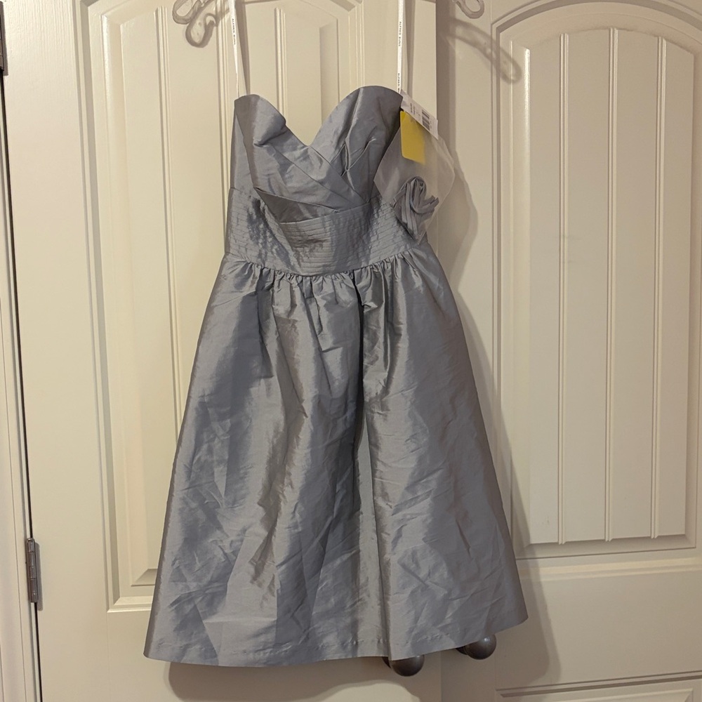 ALFRED SUNG Strapless Silver-Gray A-Line Dress